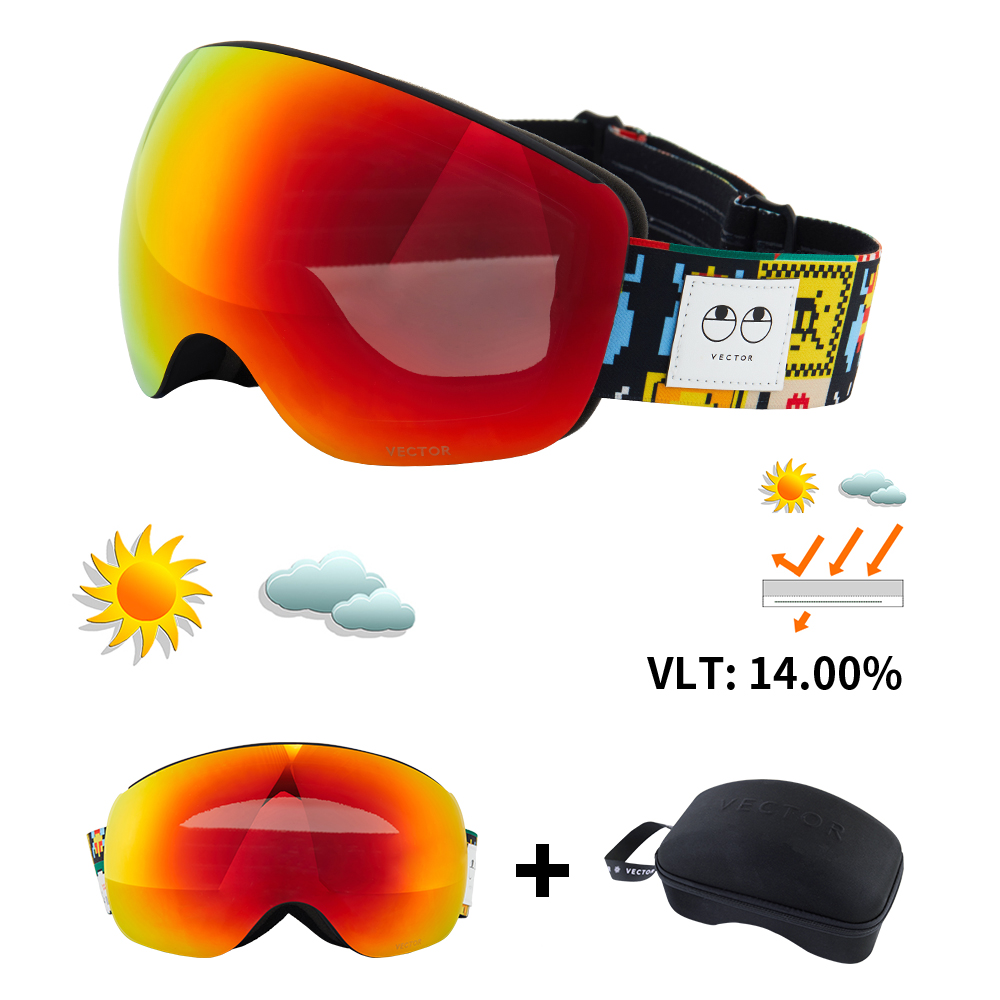 VECTOR OTG gafas de esquí Snowboard mujeres hombres gafas de esquí UV 400 gafas de protección contra la nieve adulto doble espejo esférico magnético
