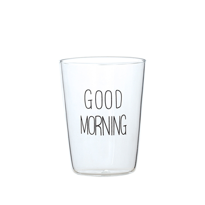 400ml Gud morgen svart hvit gjennomsiktig glass kaffe te drikker dessert frokost melk kopp kjøkkenutstyr glass krus