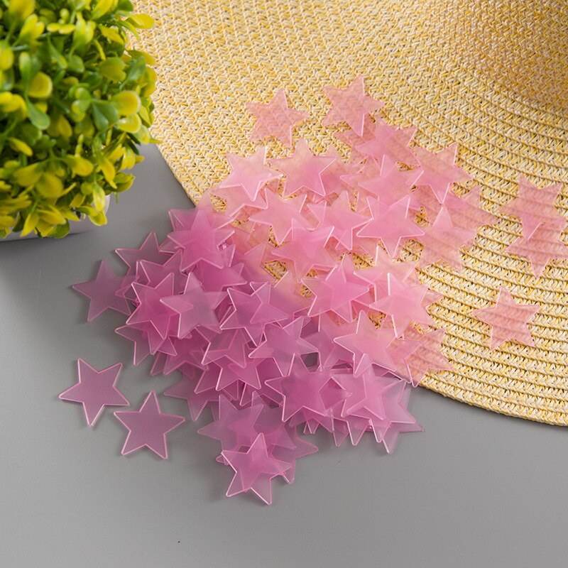 Pegatinas para la pared de PVC de colores Estrellas luminosas, 100 Uds., pegatinas fluorescentes, adhesivo para manualidades infantiles, decoración para el hogar, brillo divertido en la oscuridad