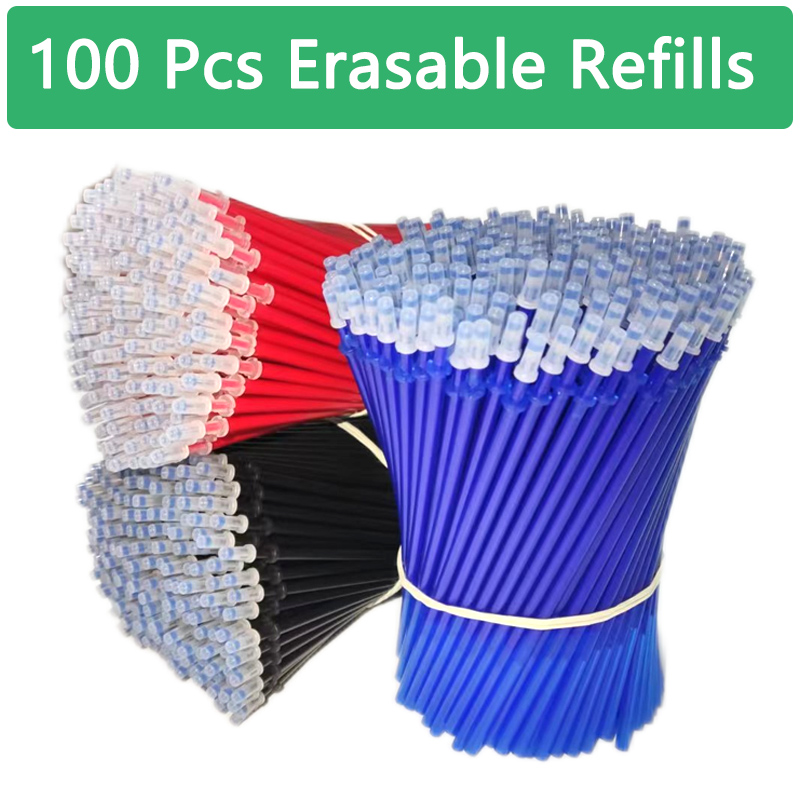 100 unids/set Kawaii recarga borrable bolígrafos borrables bolígrafo de Gel boceto escritura papelería para cuaderno útiles escolares lindo lápiz para niños
