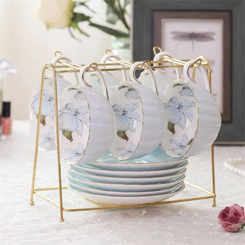 European-style Porcelain Coffee Cup with Saucer Set Household Ceramic Afternoon Tea Cup Drinkware Wedding