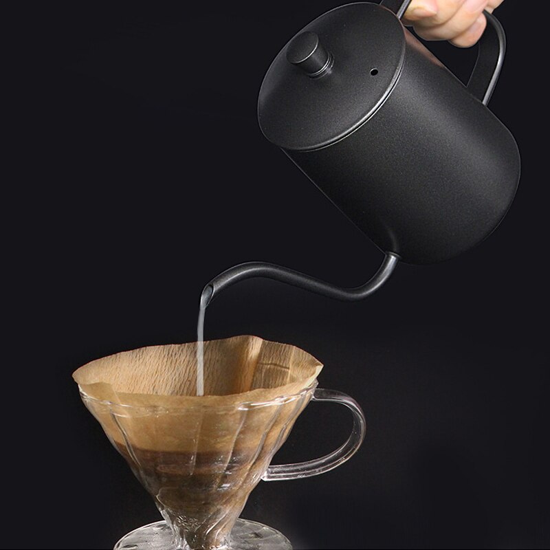 Drip Kettle 600/350/240ml Coffee Pot Non-stick Coating Food Grade Stainless Steel Gooseneck Drip Kettle Swan Neck Thin Mouth