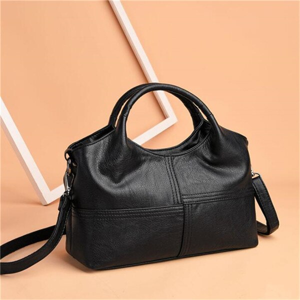 Yogodlns-Bolso cruzado de cuero sintético para mujer, bandolera de hombro de estilo Simple a rayas, de , Retro, informal, grande: black