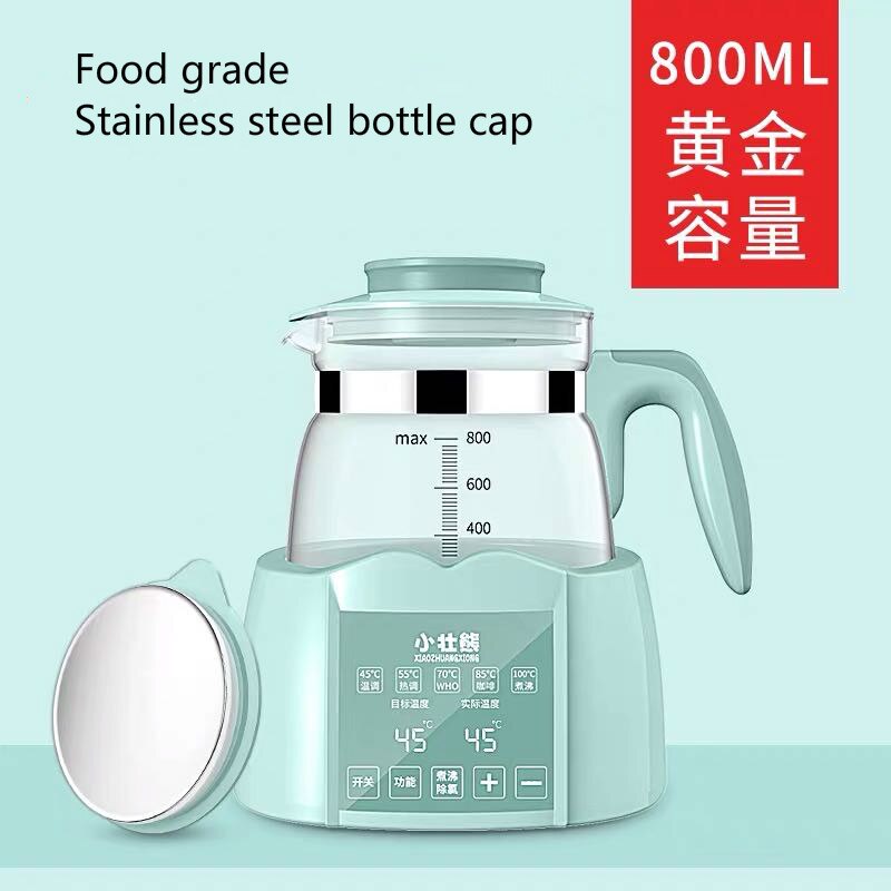 0.8L Melk Flessen Heater Sterilisator Zuigfles Warmer Thermische Waterkoker Thermostaat Glas Verwarming Ketel Theepot Eu: green