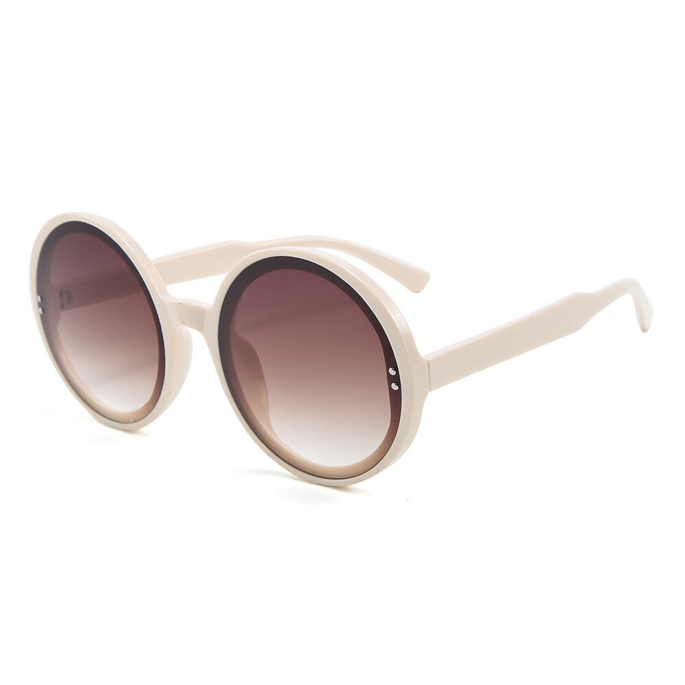 Retro Round Sunglasses Women Men Brand Transparent Blue Frame Circle Lens 90s Sun Glasses Shades Female S137: C5 beige tea