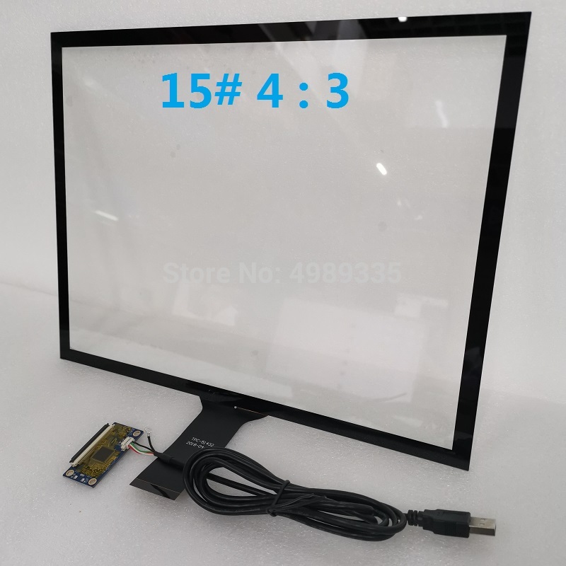 15 inch capacitieve touchscreen Structuur 4:3 universele 10 punt gehard glas G + G