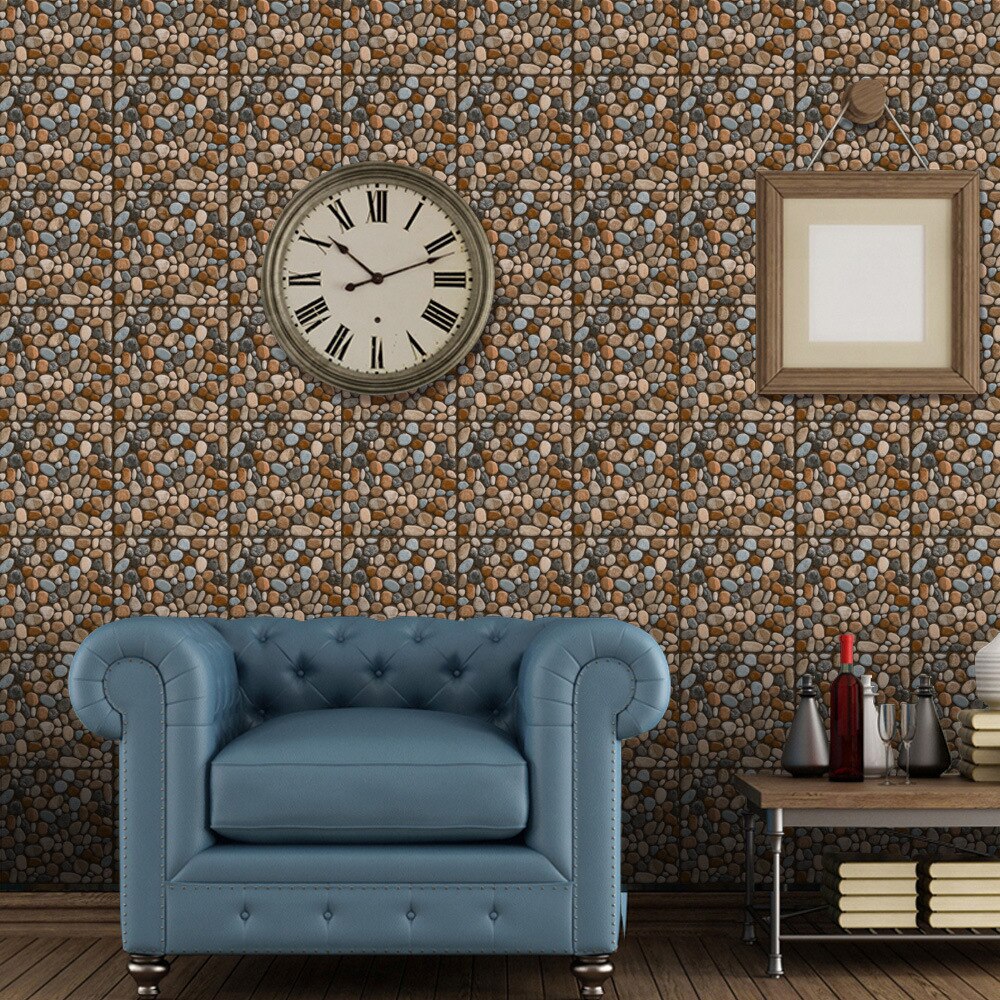 20 Pcs Waterproof DIY Retro Pebble Imitation Leather Tile Sticker Wall Stickers Living Room Bathroom Decoration Home Decor
