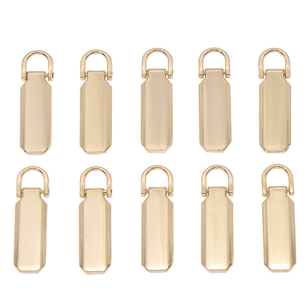 Tirettes de fermeture éclair en métal 10 pièces | Détachables 3 #5 # pour curseurs, Kits de réparation de la tête, tirette, languette, bricolage, accessoires de couture: Light Gold / size3