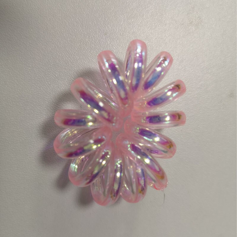 1 Pcs Vrouwen Dunne Kleurrijke Roze Elastische Plastic Rubber Telefoonsnoer Draad Geen Vouw Haar Banden Scrunchies Haar Ring Band: Style C