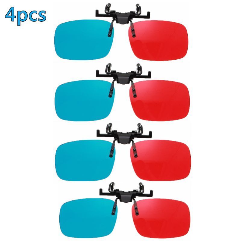1 stuks /2 stuks /4 stuks 3d glazen 3d bioscoopbrillen clip-on passieve circulaire polarisatie universeel voor 3d tv films veilig handig: 4 stuks rood blauw