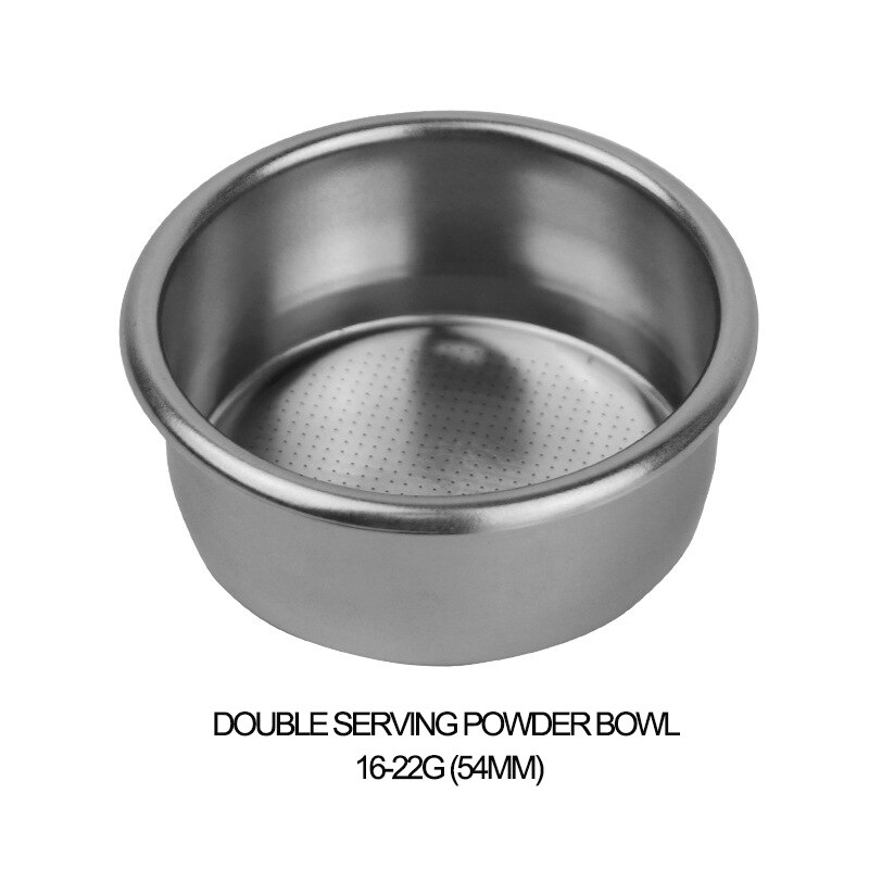 Semi-Automatic Coffee Machine Stainless Steel Single And Double Serving Powder Cup Brewing Head Filter Bottomless Handle Filter: 16-22G(54MM)
