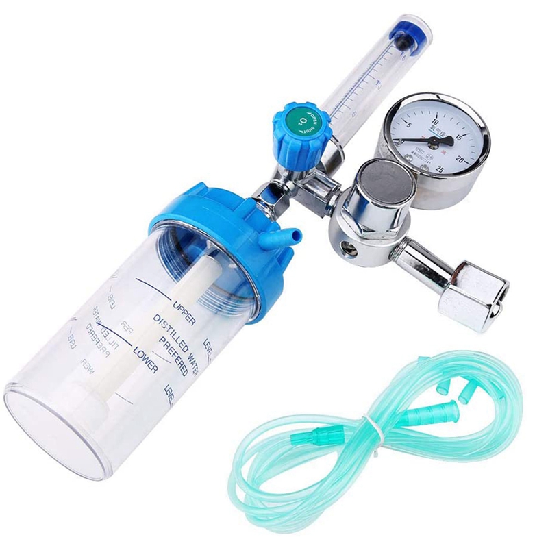 Oxygen Flow Meter Oxygen Flowmeter Pressure Gauge Oxygen Pressure Valve Regulator 0-10L/Min Internal Thread G5/8: Default Title
