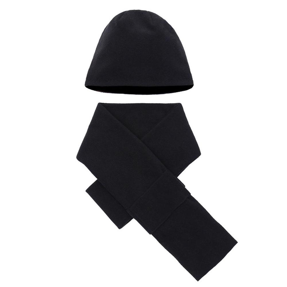 2PCS/Set Autumn Winter Fleece Hat Scarf Set for Outdoor Sports Riding Hiking Warm Thick Hat Scarf Couple Clothes Accessories 30E: Black
