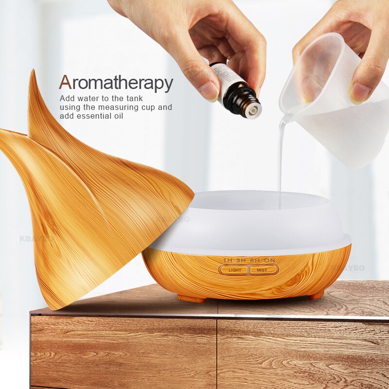 KBAYBO 400ml diffuseur d'air arôme électrique diffuseur d'huile essentielle humidificateur d'air à ultrasons bois télécommande brumisateur pour la maison