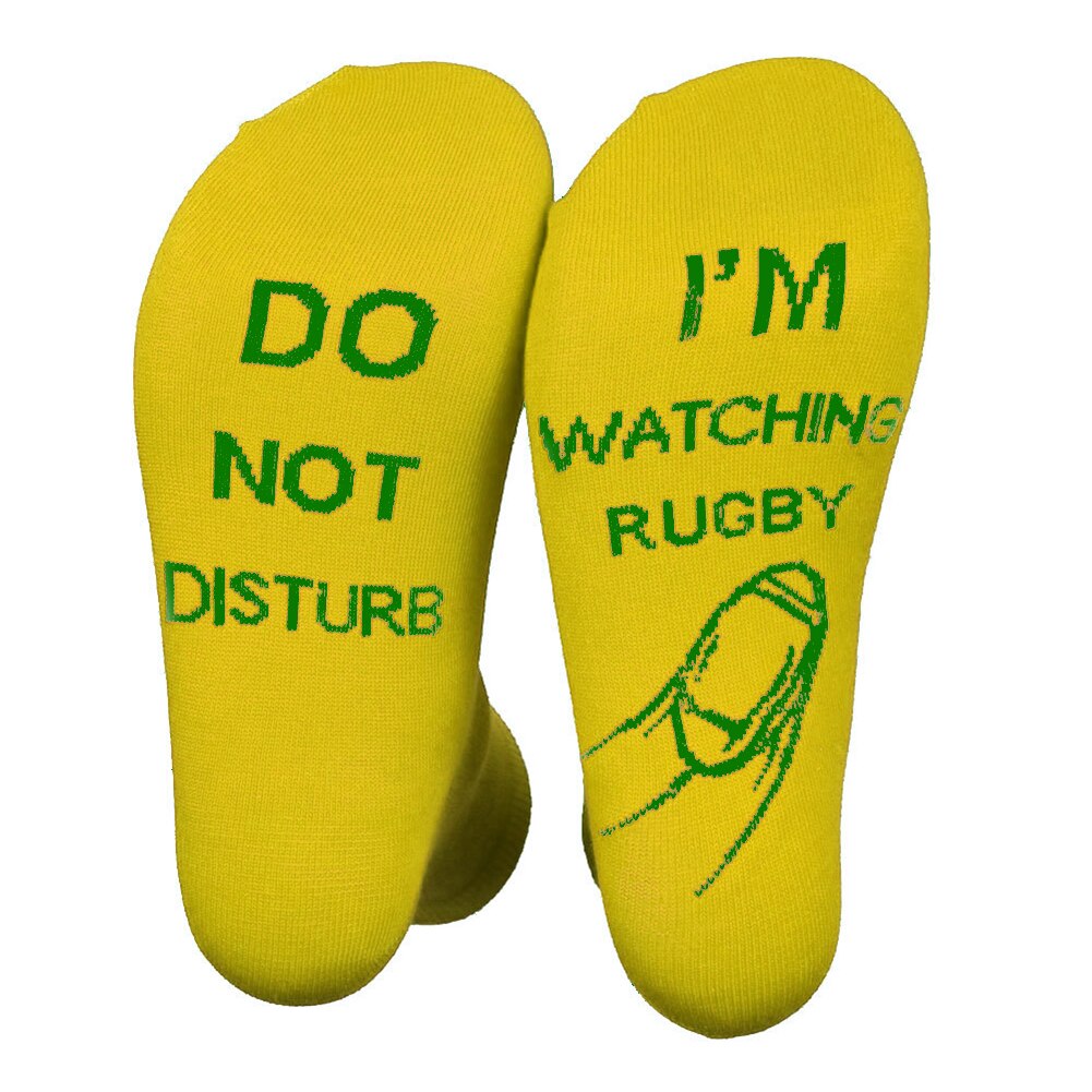 Femmes hommes ne pas déranger je regarde Rugby drôle quotidien porter mi-mollet nouveauté chaussettes confortable doux lettre imprimé: YELLOW