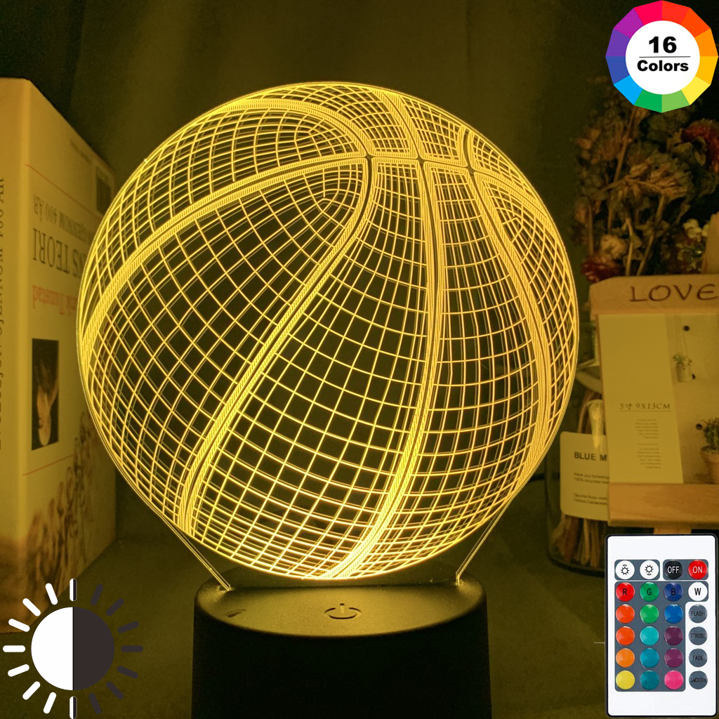 3d Illusion Night Lamp Basketbal Bal Hologram Acryl Nachtlampje voor Room Decor Unieke voor Student Slaapkamer Nachtlampje