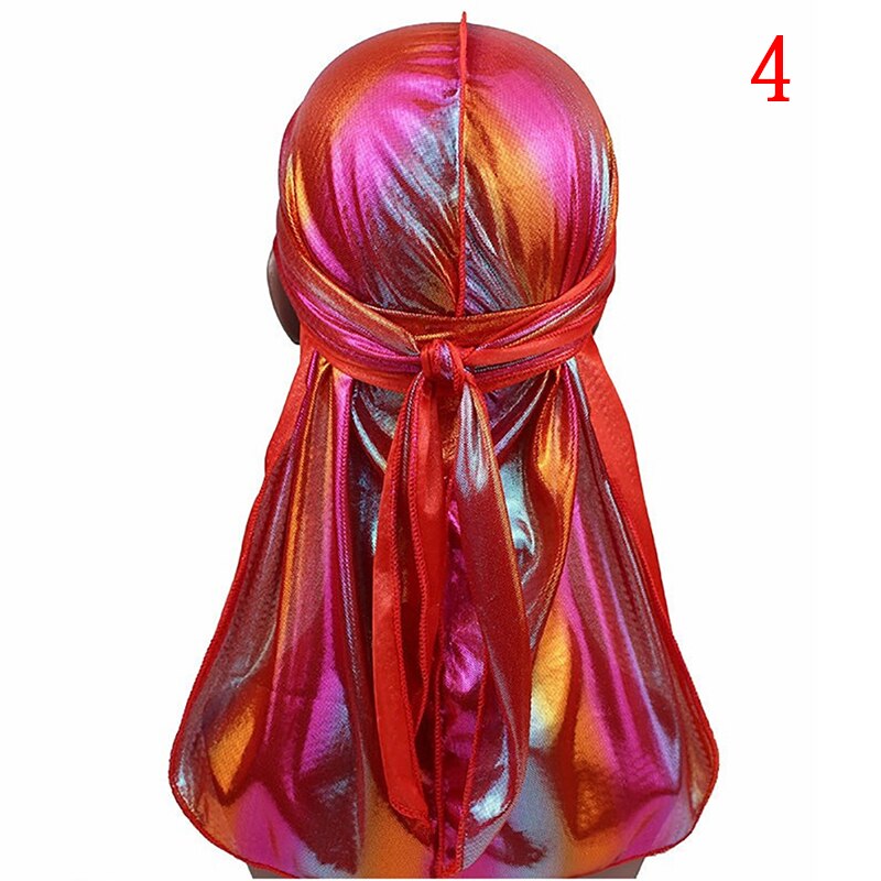 Mænds funklende farverige durags turban bandanas hovedbeklædning silkeblød inde i mænd durag wave caps hår tilbehør: 4