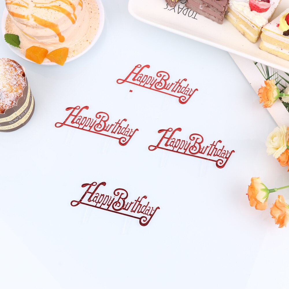 100pcs Cake Topper Stylish Decorative Cupcake Picks for Banquet Home Bar: Red