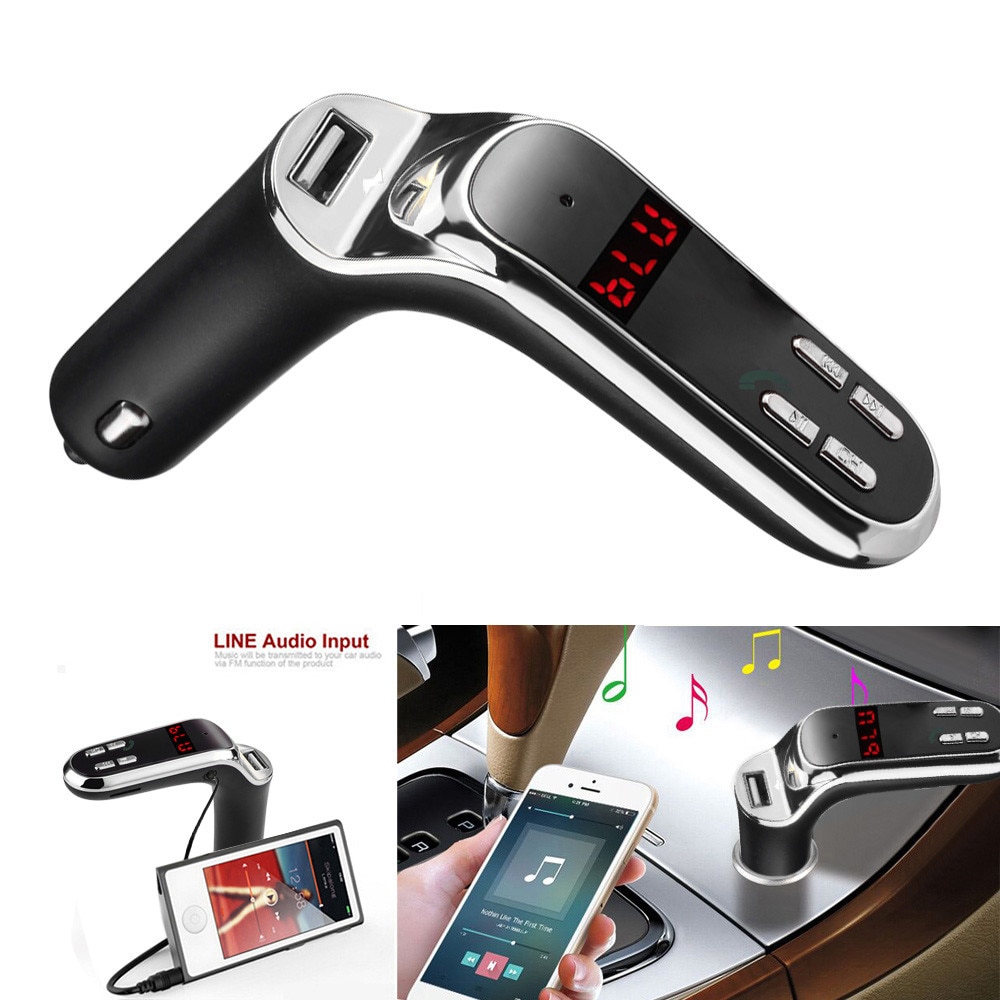 Bluetooth Car Kit Handsfree FM Transmitter Radio MP3 Player USB Charger & AUX Car bluetooth mp3