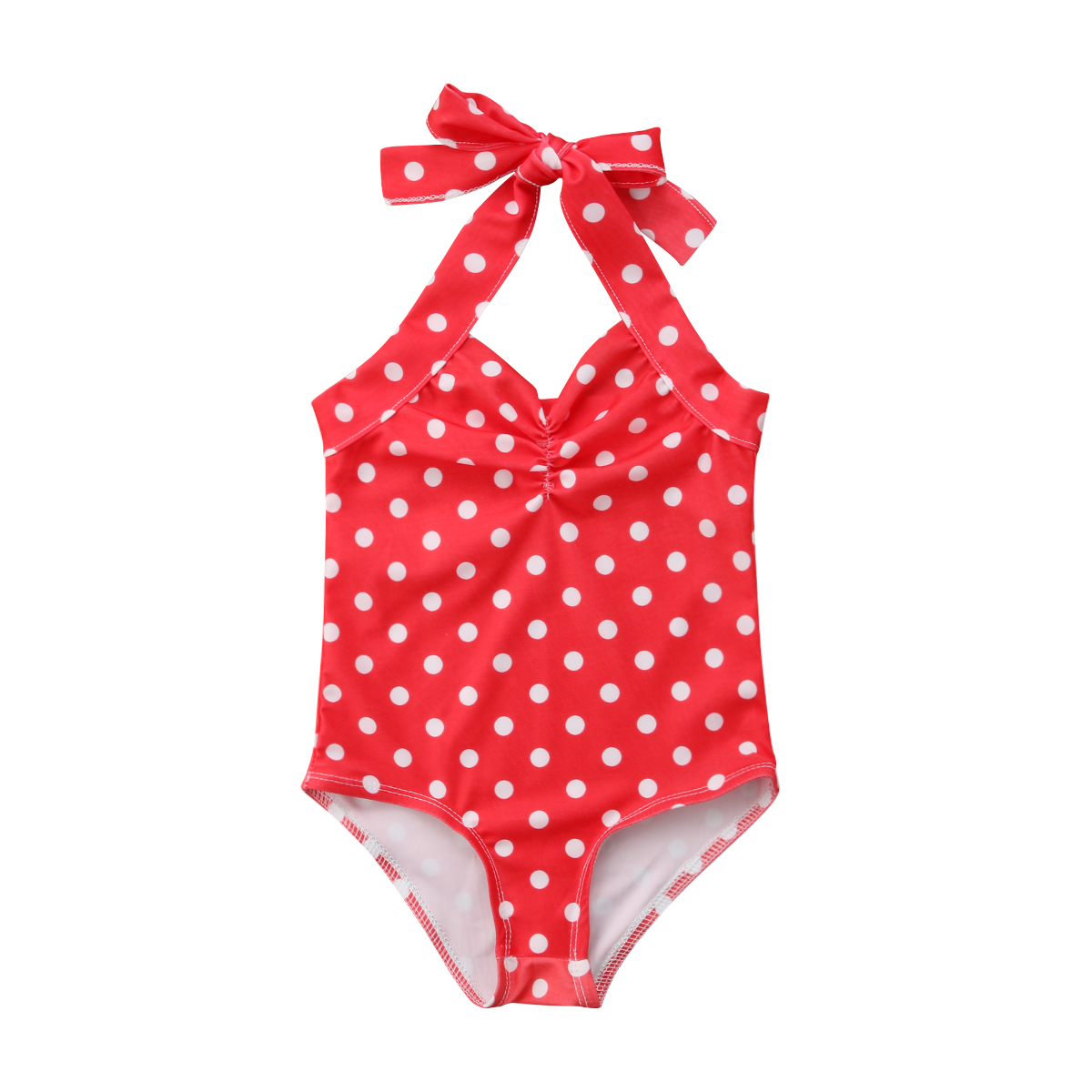 Nyfødte babypiger polka dot rød badedragt toddler badetøj svømning stroppet bikini ét stykke strandtøj