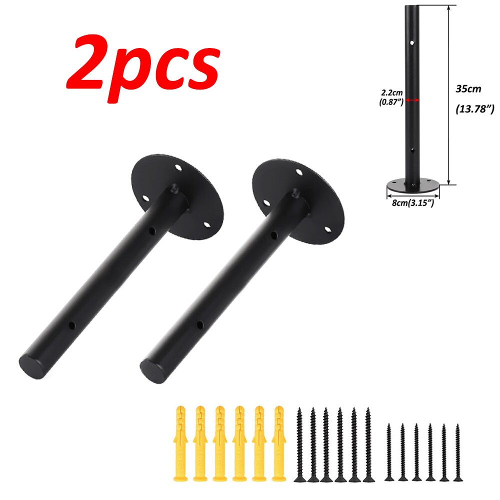 1/2/4pcs Black Industrial Iron Storage Brackets Racks Heavy Duty Shelf Board Wall Mounted Multifunctional Home Decor Hardware: 2pcs 35cm