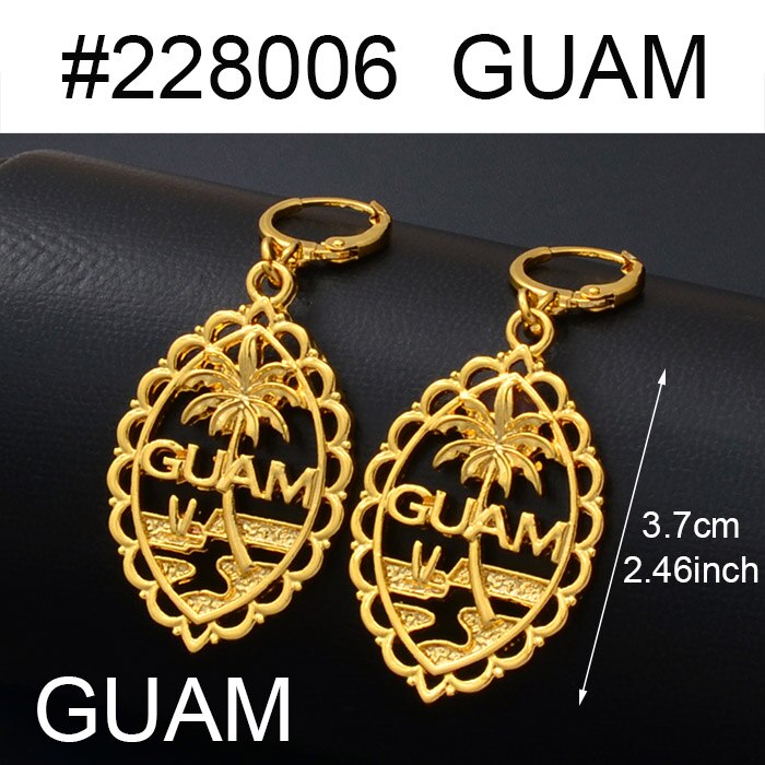 Anniyo Guam Oorbellen Chuuk Oorbellen Voor Vrouwen Meisjes Goud Kleur Kokospalm Sieraden Micronesië Oorbellen #227906: Guam