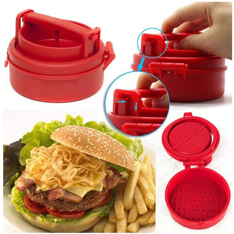 Manual Meat Press Red Household Hamburger DIY Mold Chef Cutlets Meat Press Mold Kitchen DIY Supplies Two Packages