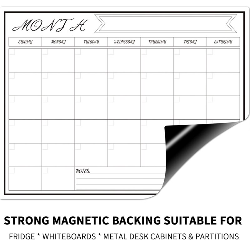Erasable Magnetic White Board Kit Weekly Monthly Schedule Planner Calendar Fridge Magnet Drawing