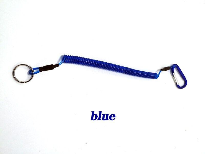Carabiner Camping Hiking Anti-lost Rope Fish Clamp Controller Hanging Rope 6-Color Powerful Rope Keychain Rope: BLUE