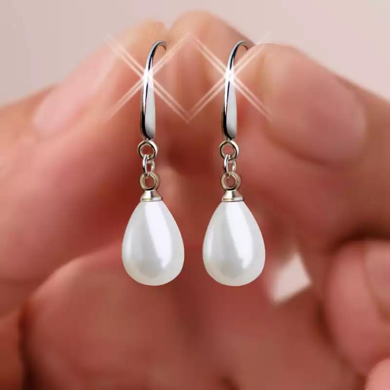 Parel Rode Druppel Oorbel voor Vrouwen Fancy Kleurrijke Gesimuleerde-parel Lange Earring Trendy Sieraden
