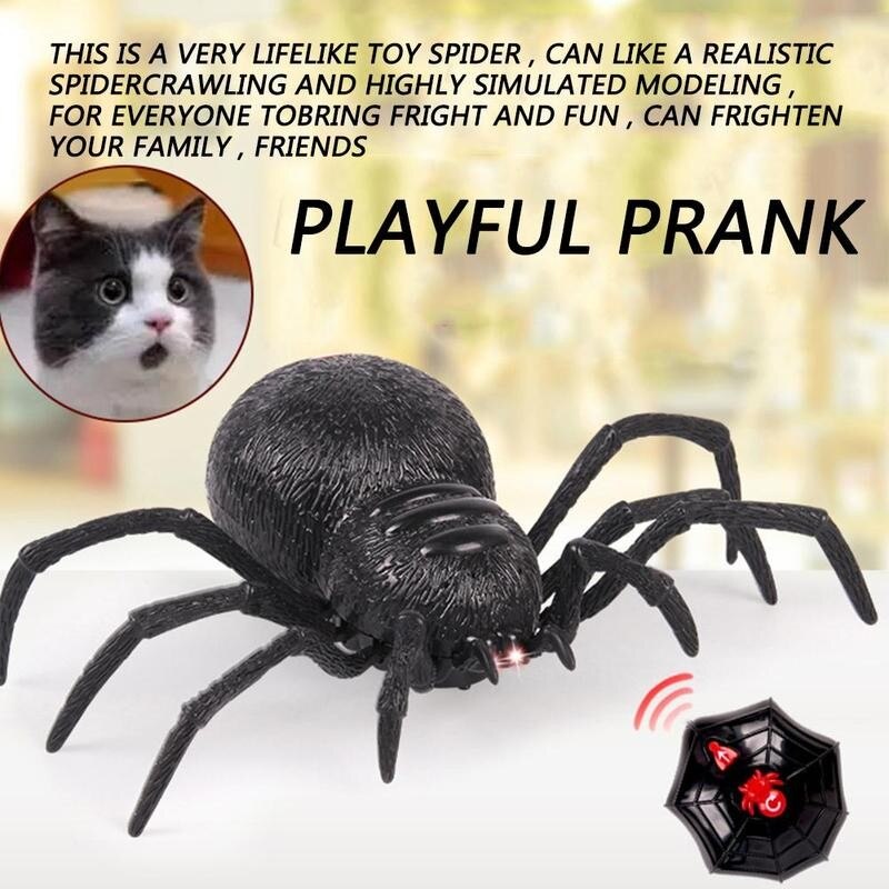 Remote Control Simulation Spider Prank Toy RC Wall Climbing Spider Scary Toy Remote Control Spider Halloween Decoration