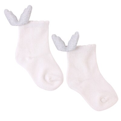 Efterår vinter baby baby pige sokker nyfødte bomulds sokker til børn englevinger baby piger drenge gulv sokker baby 0-2: Hvid / 24m