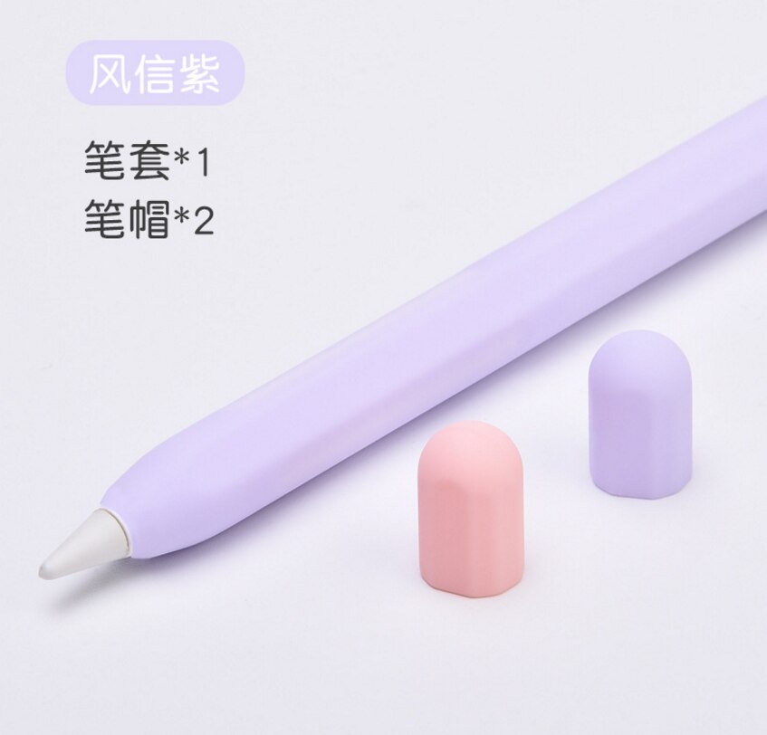 Protective Safety Case For Apple Pencil 2 Anti-lost Anti-Shock Silicone Sleeve Cover For Ipad Tablet Touch Pencil 2 Kits: Purple