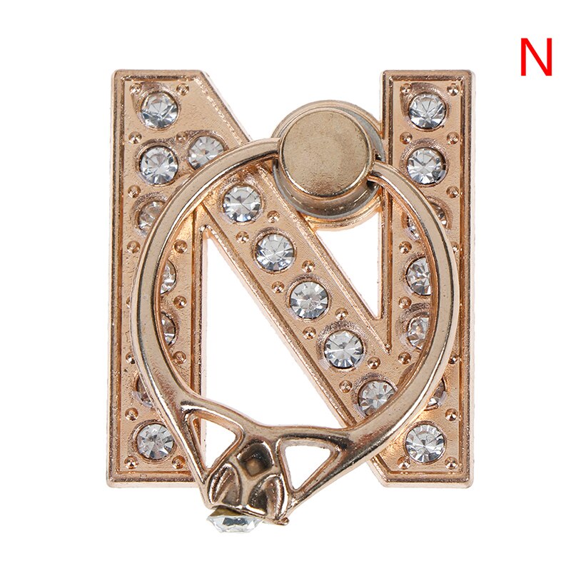 1pc 360 Degree Diamond Metal Letter A-Z Finger Ring Smartphone Stand Holder Mobile Phone Holder For iPhone 6s 7 8: N