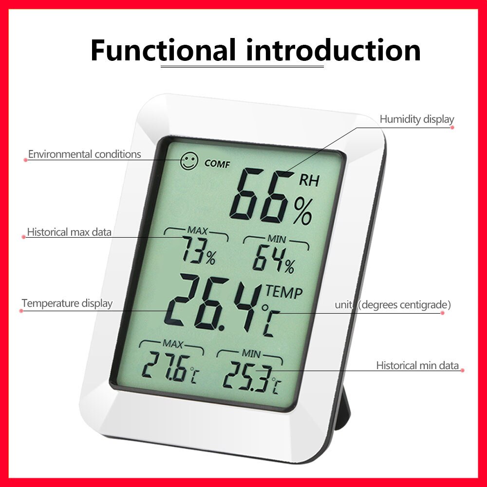 RZ Digital Hygrometer Thermometer Gauge Portable Indicator Room Humidity Meter Thermometer Monitor RZ820
