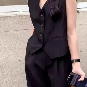 Dressvest dame v-hals enkeltspent vest vår høst temperament slank ermeløs jakke korte topper  w822