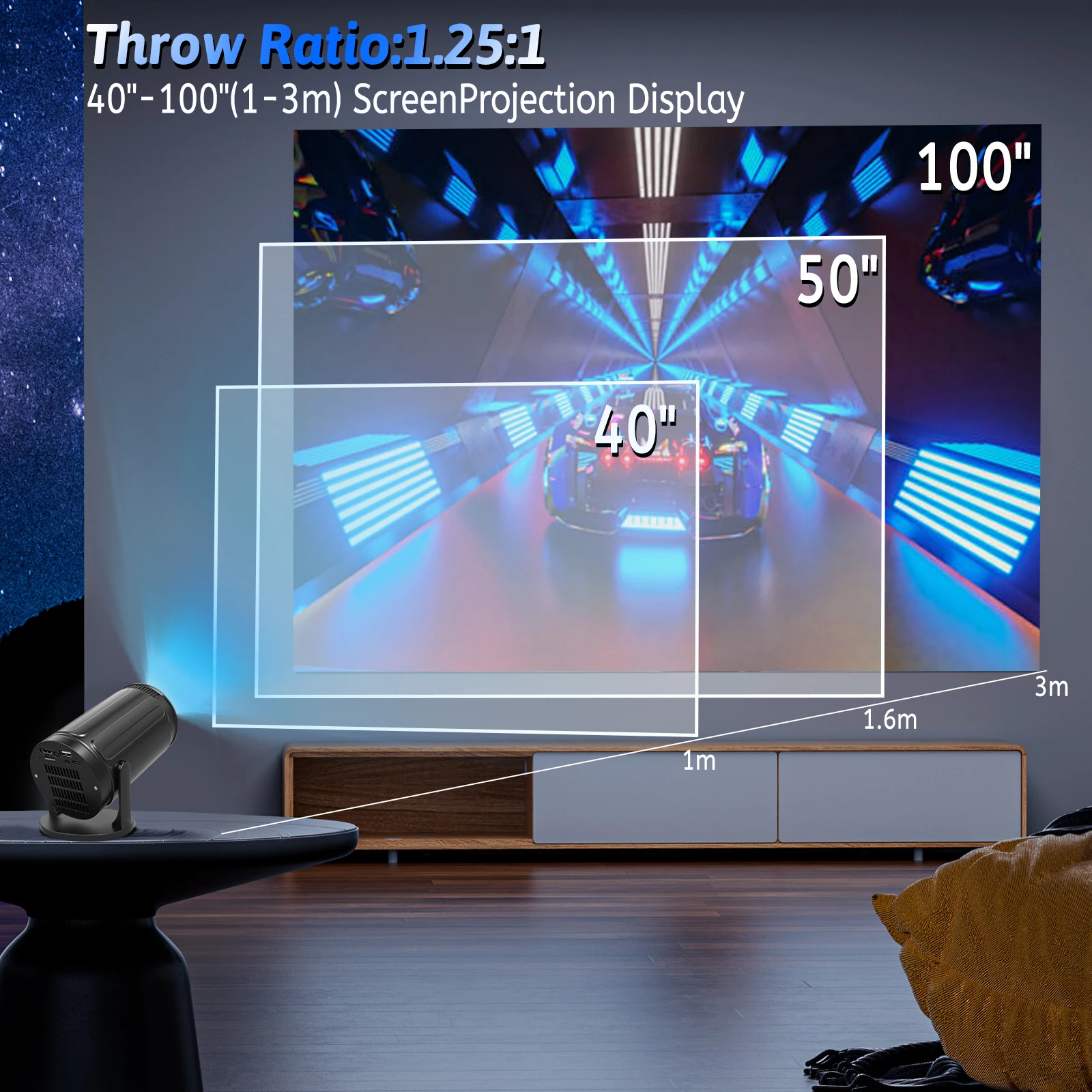 1280x720P RY008 LED Mini HD Portable Projector High Brightness 2 4G WIFI Home Theater Projector for Movies