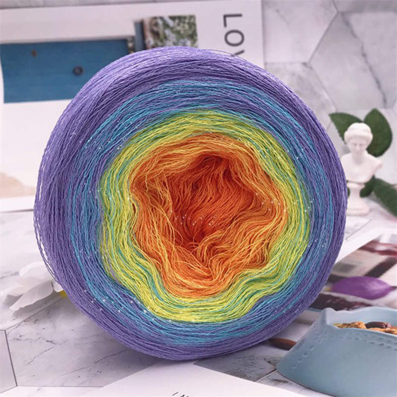 Cake Gradient Rainbow Color Cotton Yarn 500g Fancy Hand-Crocheting Yarn for Shawl Children Dress Diy Hand Knitting Materials: 9