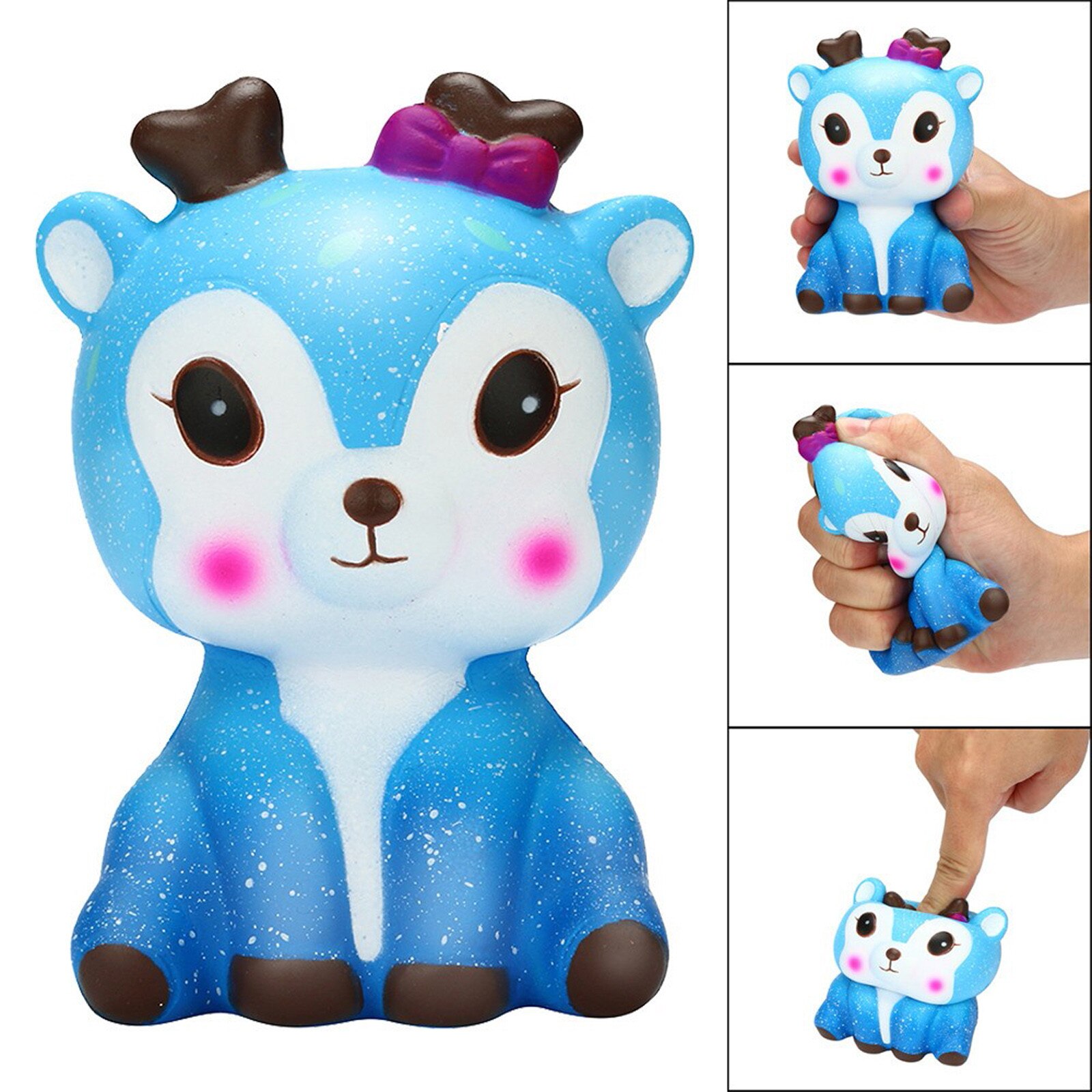 Kawaii Karikatur Squishy Spielzeug Galaxis Hirsch Langsam steigend Creme Duft Stressabbau Spielzeug Antistress-Neuheit Spielzeug Geburtstag: Blau 