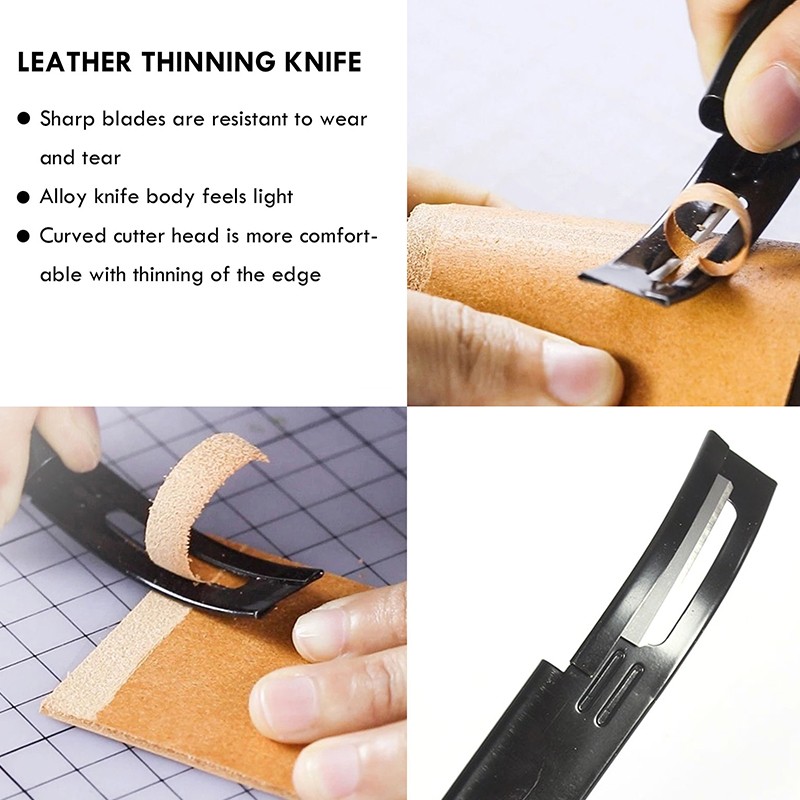 Cuchillo de seguridad para cortar cuero, herramienta para biselar con 3 cuchillas, herramienta para cortar cuero