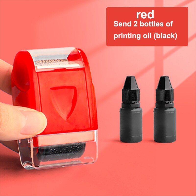 Mini Security Stamp Roller Privacy Seal Roller Type Cover Eliminator Seal Portable Self-Inking Identity Theft Protection Seal: red  suit 1