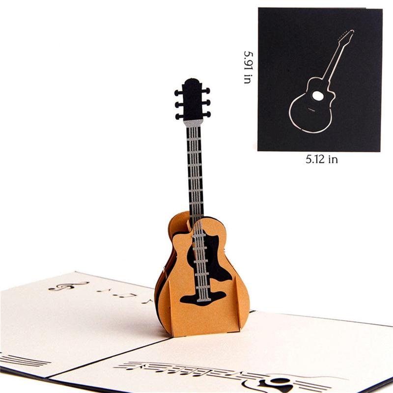 Guitar 3D Pop Up Greeting Card Handmade Card For Birthday Wedding Anniversary Merry Christmas Thanksgiving Valentine'S Day