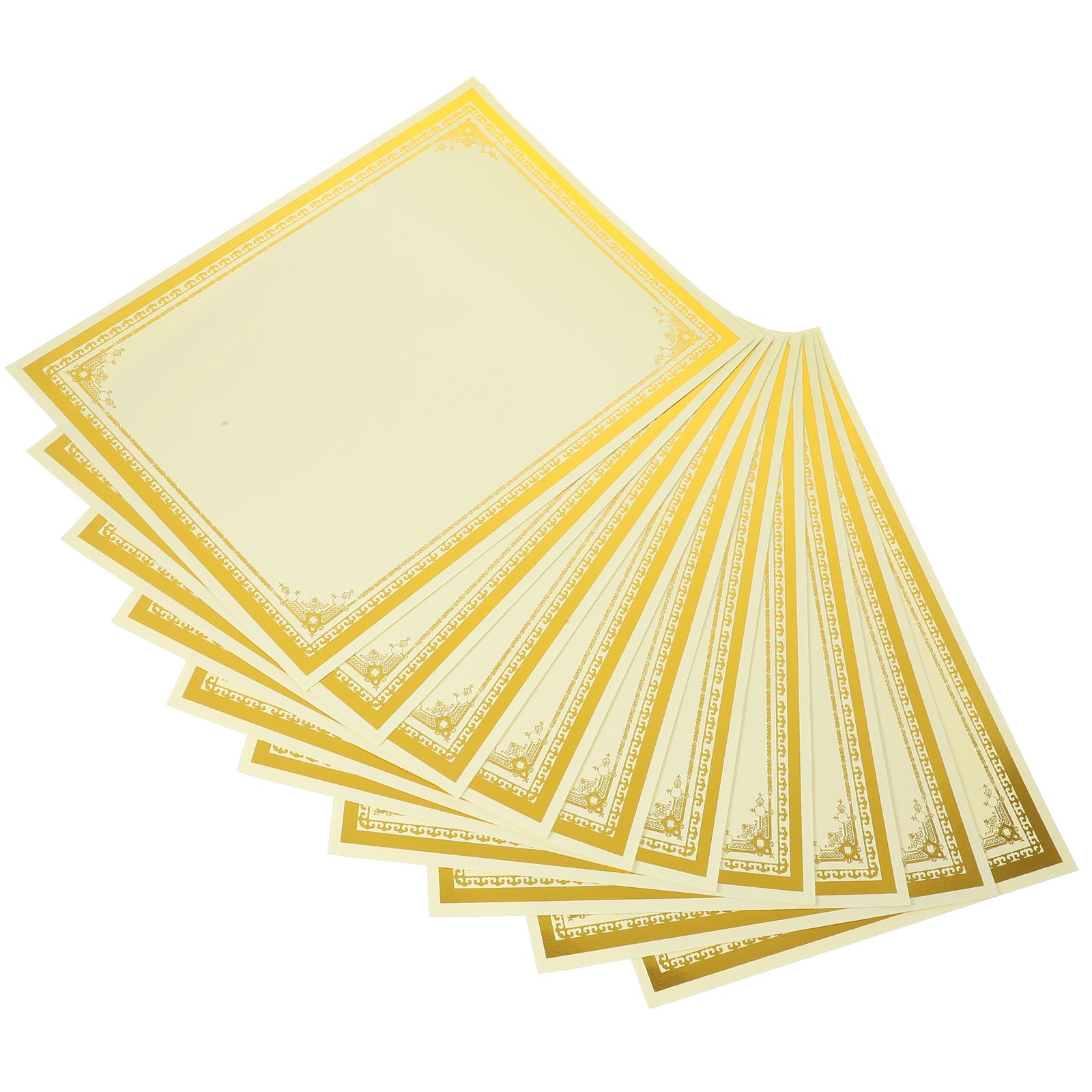 10 hojas de cubierta de certificado de diploma en blanco, papel de estampado en plateado para uso doméstico, marco de documentos , premio de graduación