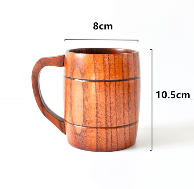 Jarras de cerveza de madera Natural estilo clásico, jarras de madera para beber, de novedad ecológicos, 350ml