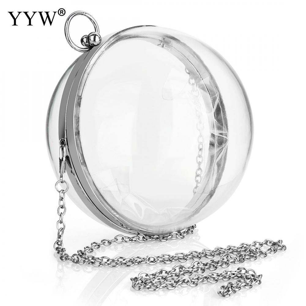 YYW Acrylic Round Ball Shoulder Bag For Women 2022 Crossbody Bags With Chain Transparent Evening Clutch PVC Handbags