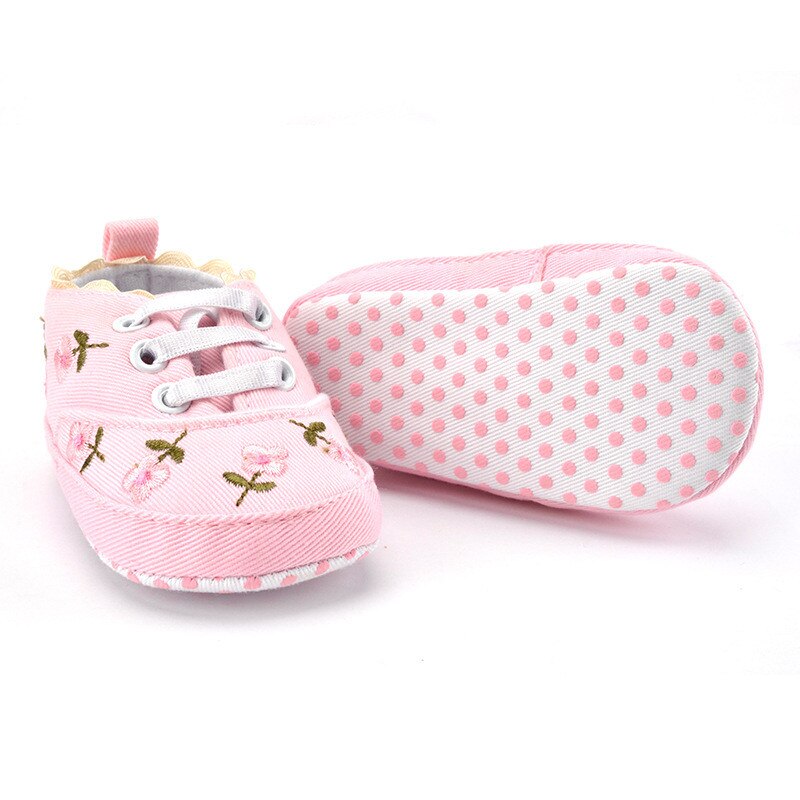 Zapatos de encaje bordado Floral para bebé niña, calzado de algodón suave, zapatos infantiles para primeros pasos