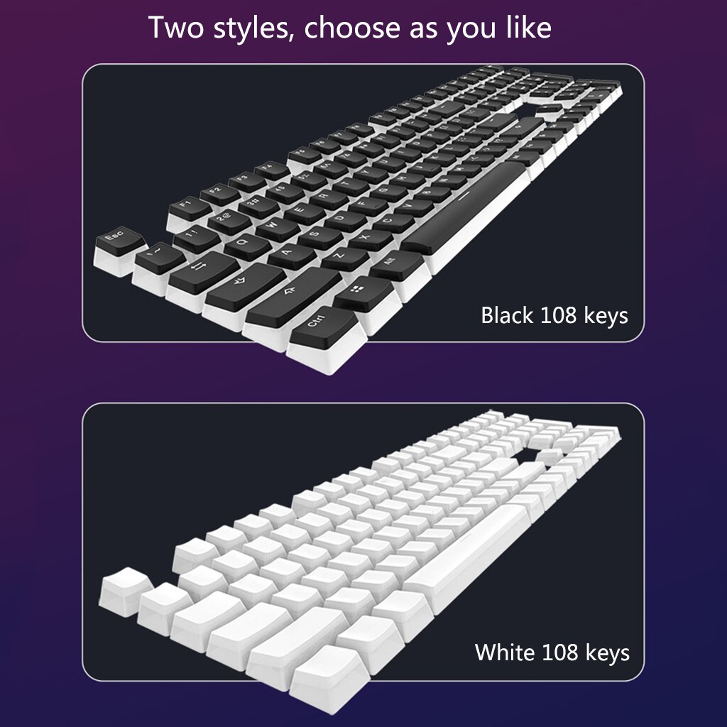 104 Keys Pudding Keycaps OEM Profile Double Shot PBT Backlight Keycaps for Mechanical Gaming Keyboard Cherry Mx Switch