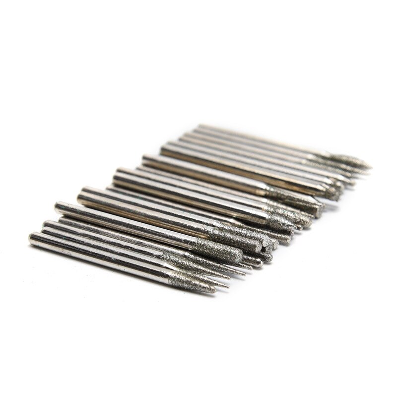 30 Uds fresas de diamante muela abrasiva 2,35mm vástago madera piedra grabado para dremel Accesorios de herramientas eléctricas herramientas rotativas