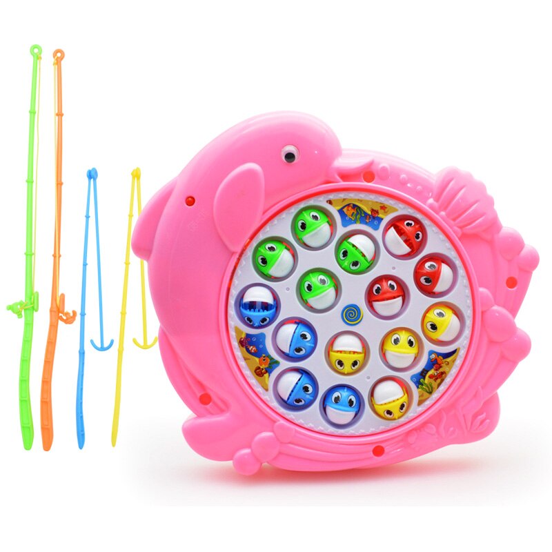 Conjunto de juguetes de pesca eléctrica para niños, juguete educativo con plataforma de pesca giratoria, de dibujos animados,: dolphin
