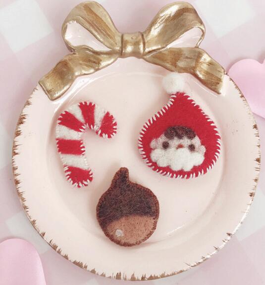 Kit de biscuits pour l'arbre de noël | Laine à aiguilles, feutre aiguille, broche de feutrage, artisanat brodé à la main, bricolage: Santa Claus